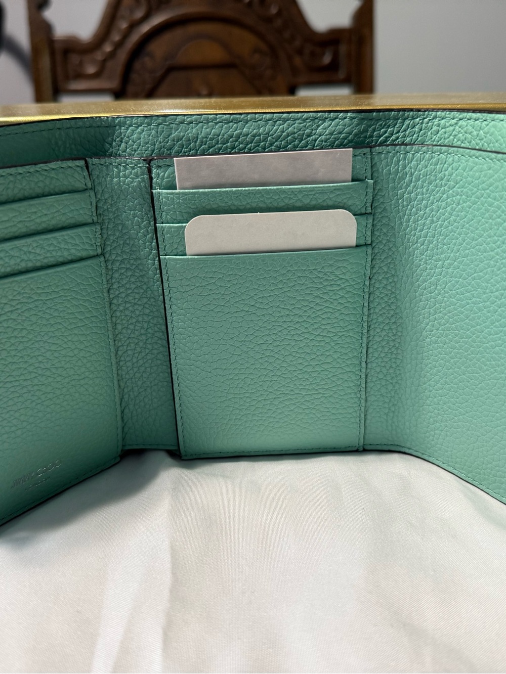Jimmy Choo Mint Green and Cream Leather Mini Tote with Matching Card Wallet - Picture 7 of 9